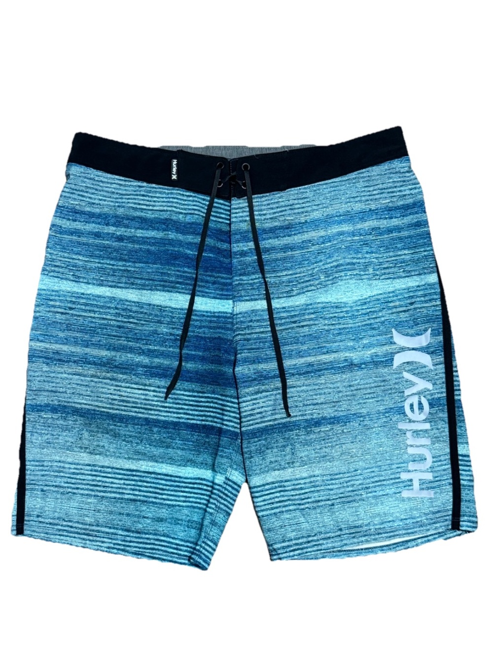 Mens Hurley Phantom Boardshorts Striped Blue Swim Size 32 Surf Stretch